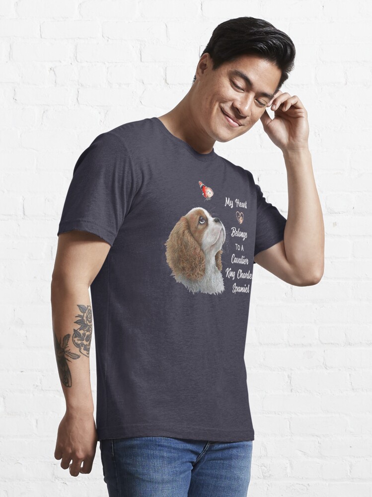 Alternate view of Cavalier King Charles Spaniel, King Charles Spaniel Gifts, Cavalier King Charles Spaniel Art, Blenheim Cavalier King Charles Puppy, and Butterfly Essential T-Shirt