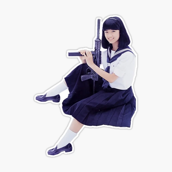 Cute Japanese Schoolgirl grease gun | Sticker