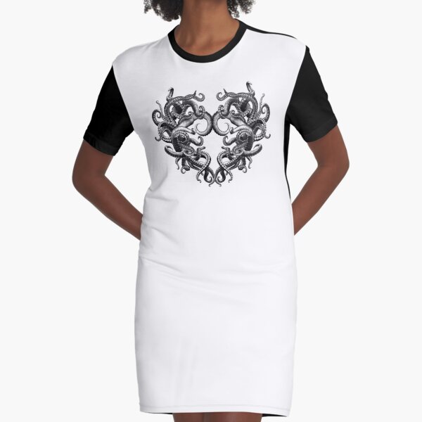 Woven Tentacle Heart in Ink Graphic T-Shirt Dress