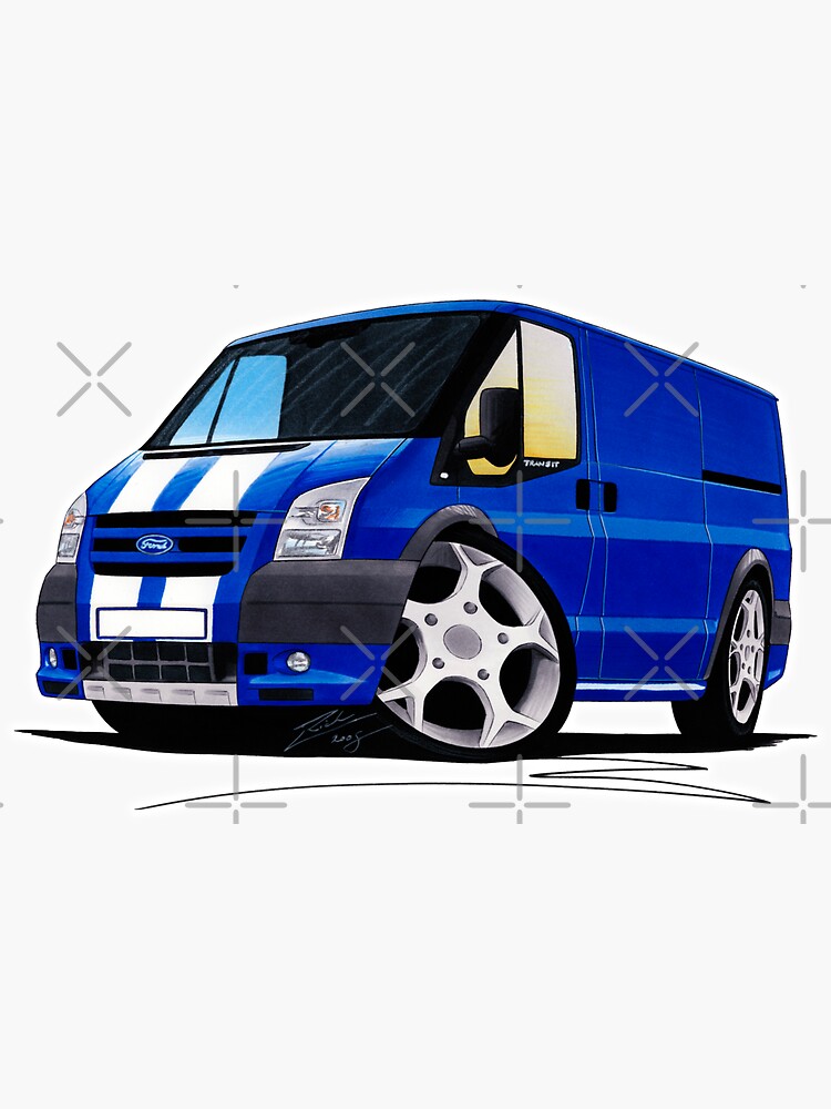 "Ford Transit Sportvan Blue" Sticker by yeomanscarart | Redbubble