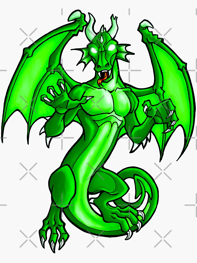 Thumbnail 3 of 3, Sticker, Green Dragon designed and sold by cybercat.