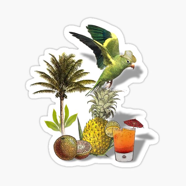 parrot in a hat, enjoy Sticker
