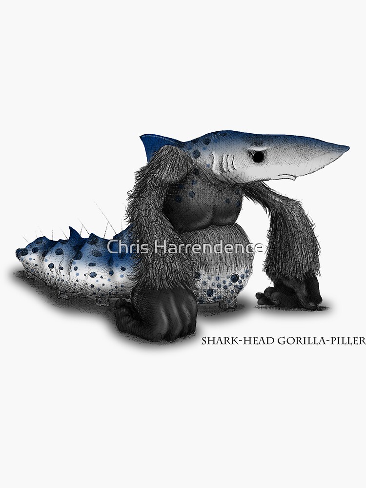 Sharkhead Gorilla-piller Sticker for Sale by Chris Harrendence