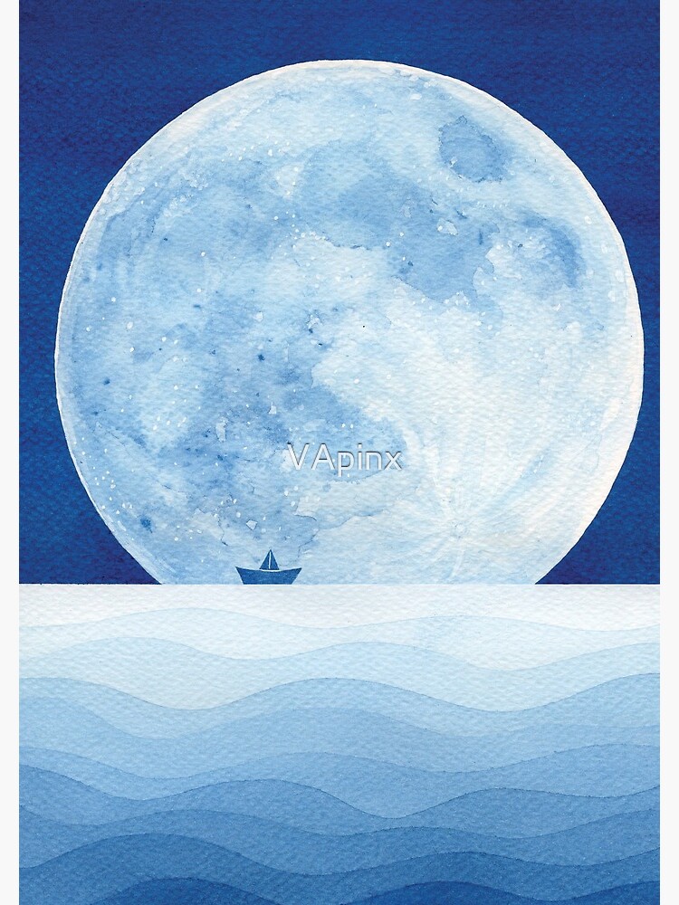 Thumbnail 3 of 3, Spiral Notebook, Full moon & paper boat designed and sold by VApinx.