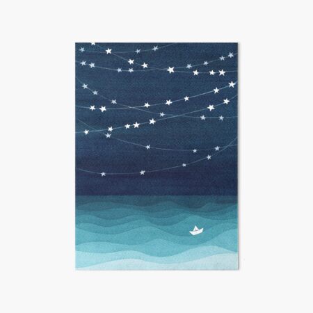 Garland of stars, teal ocean Art Board Print