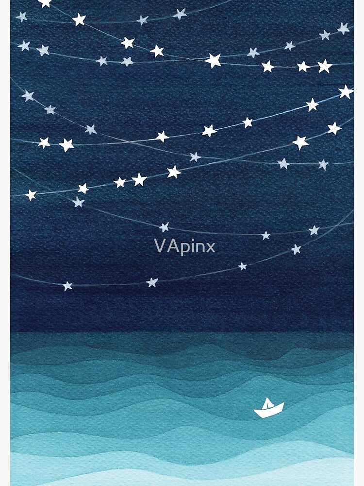 Garland of stars, teal ocean by VApinx