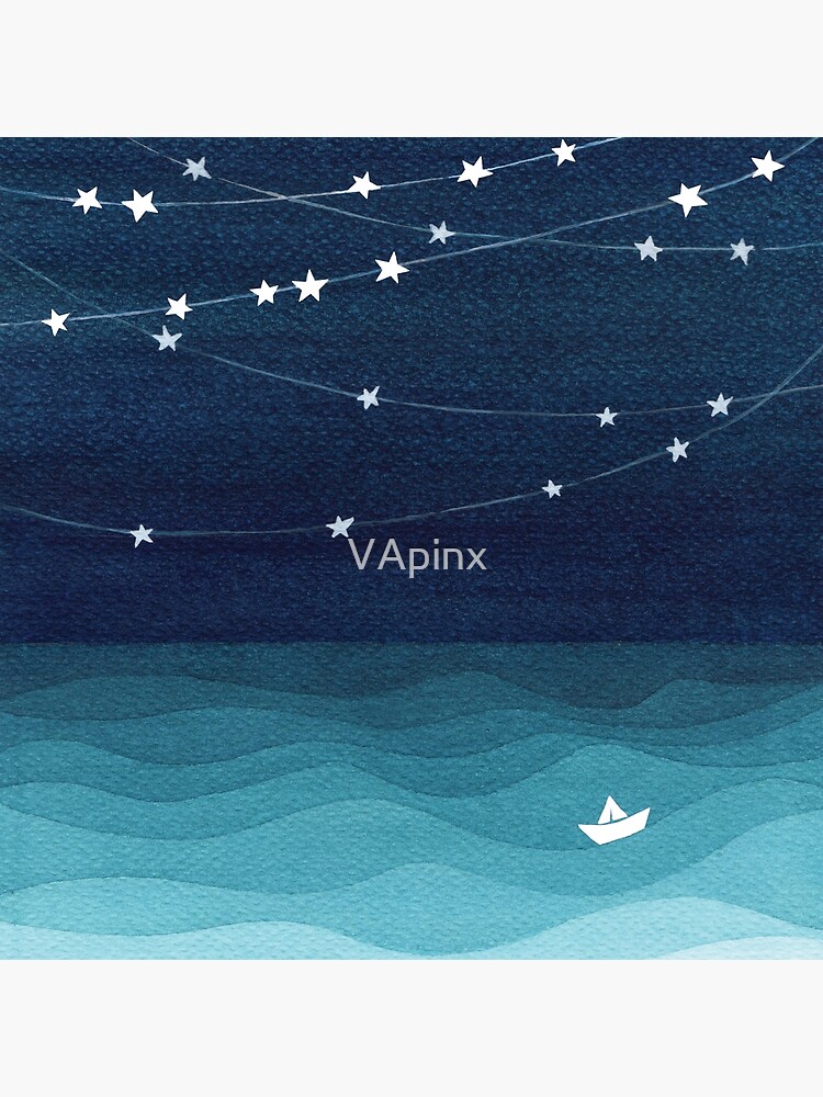 Garland of stars, teal ocean by VApinx