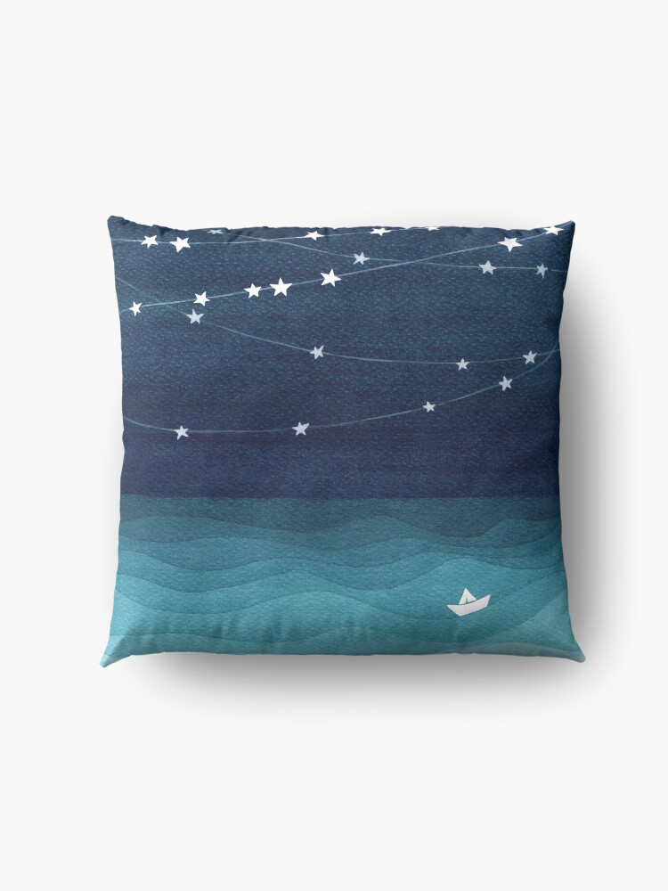 Alternate view of Garland of stars, teal ocean Floor Pillow