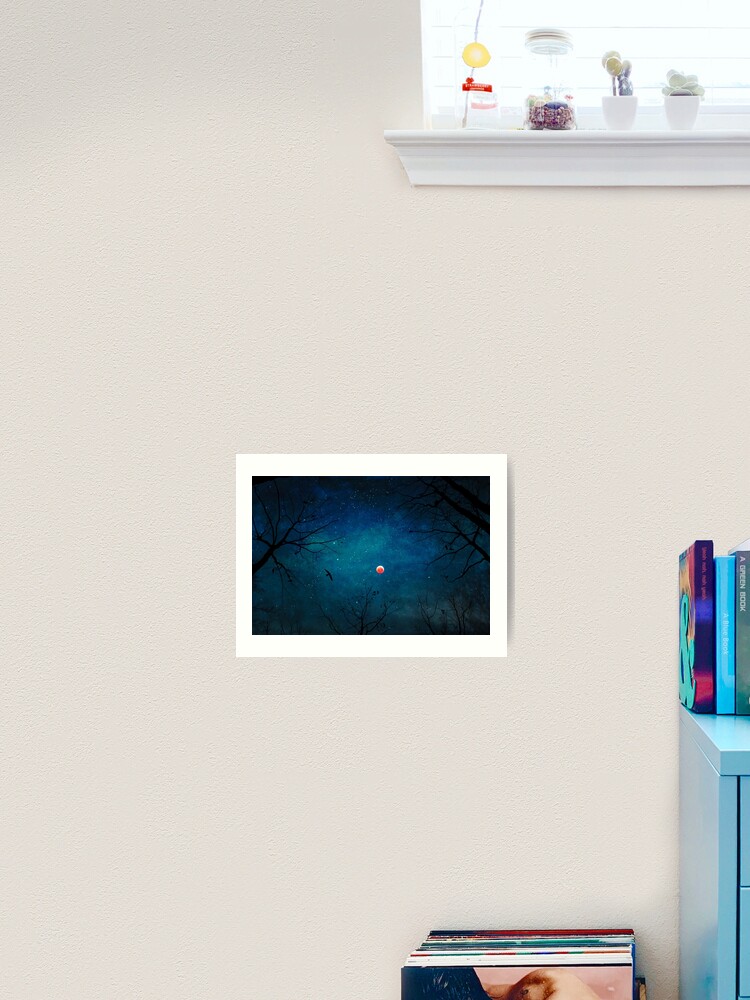 Thumbnail 1 of 3, Art Print, Blood Moon Through Trees designed and sold by DyrkWyst.