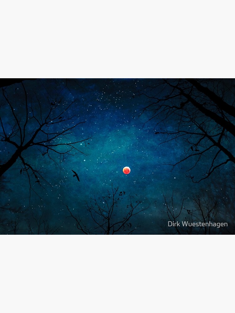 Thumbnail 3 of 3, Art Print, Blood Moon Through Trees designed and sold by DyrkWyst.