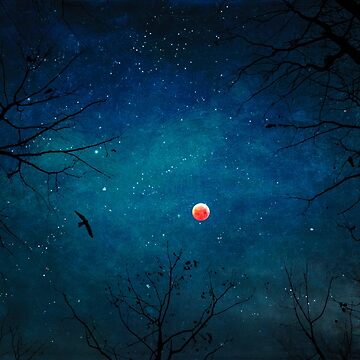 Artwork thumbnail, Blood Moon Through Trees by Dyrk Wyst Redbubble Shop