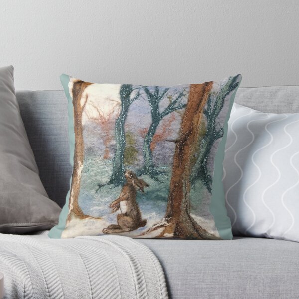 Moon Gazing Hare Throw Pillow