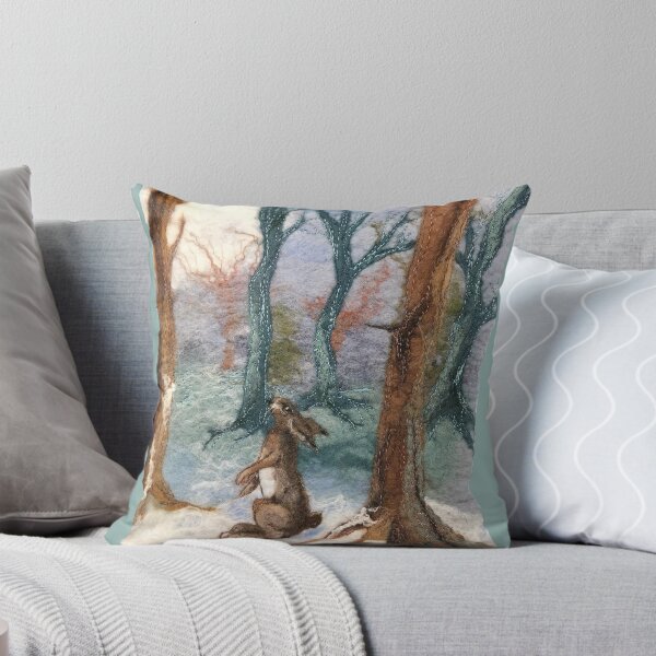 Moon Gazing Hare Throw Pillow