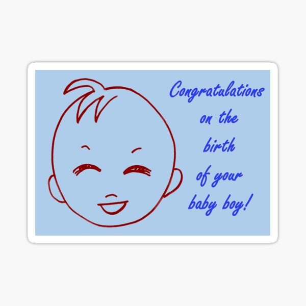 Baby Boy Congratulations Card Sticker