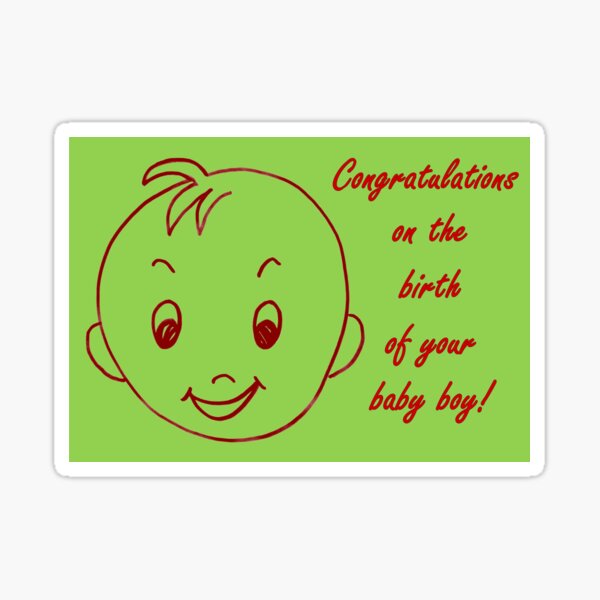 Baby Boy Congratulations Card Sticker