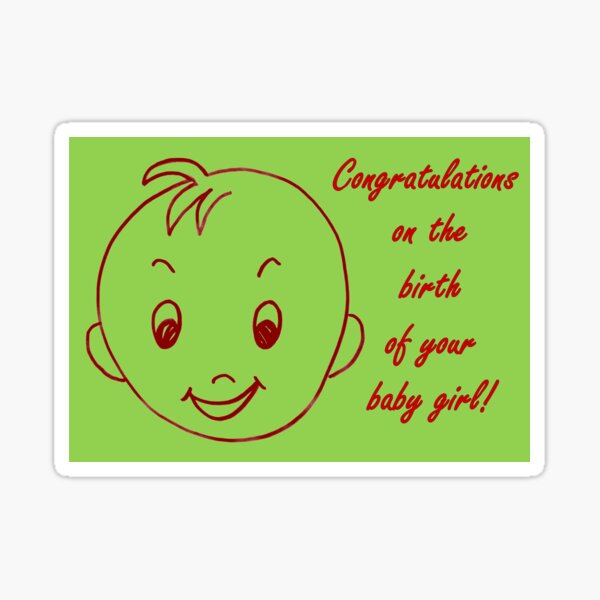 Baby Girl Congratulations Card Sticker