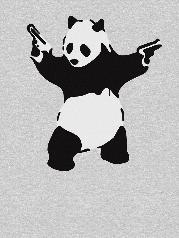 Banksy Pandamonium Armed Panda Artwork, Pandemonium Street Art, Design For Posters, Prints, Tshirts, Men, Women by clothorama