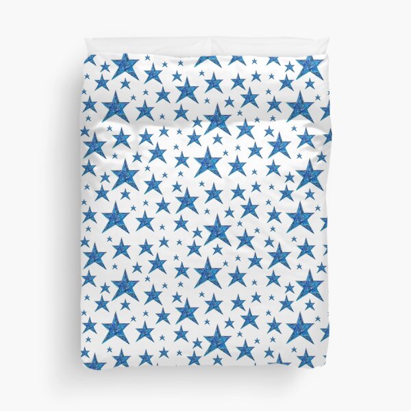 Blue and White Stars Pattern Duvet Cover