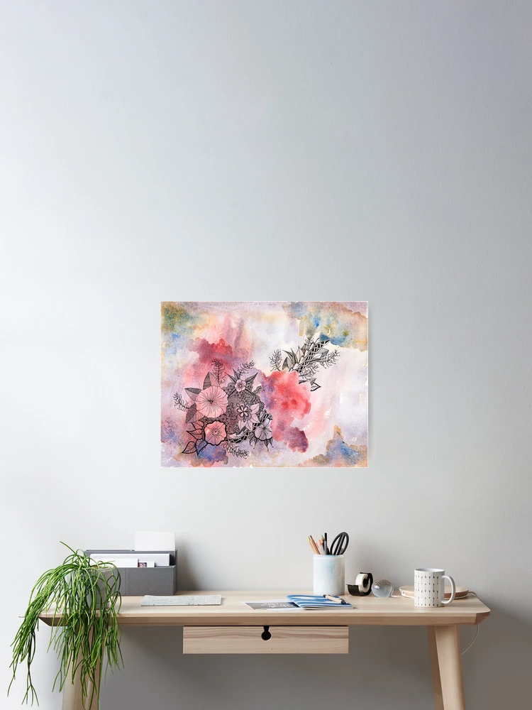 Thumbnail 2 of 3, Poster, Floral Splash #2 - Raspberry Rhapsody designed and sold by Gillian Cross.