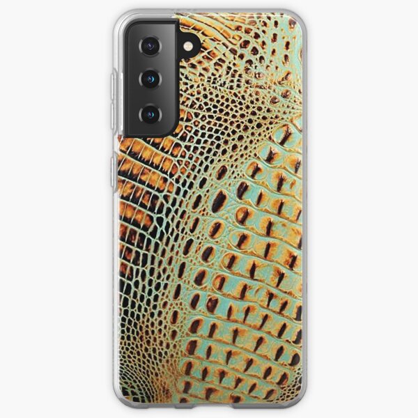202, Faux Alligator Leatherette, Brown, Turquoise Samsung Galaxy Soft Case