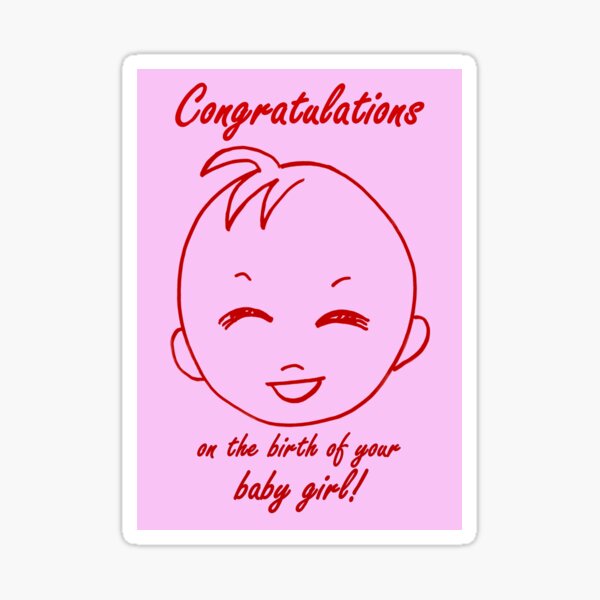 Baby Girl Congratulations Card Sticker