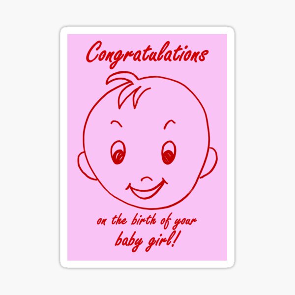 Baby Girl Congratulations Card Sticker
