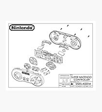 Exploded SNES Controller Schematic Photographic Print