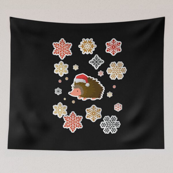 Item preview, Cute Hedgehog Santa Hat Colorful Snowflakes designed and sold by LarkDesigns.