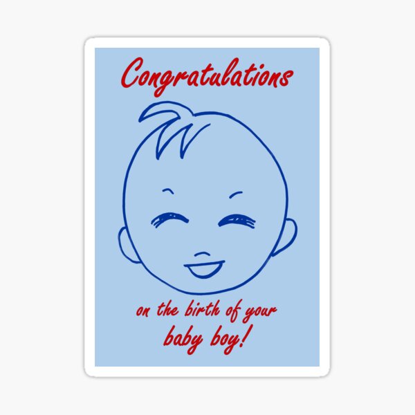Baby Boy Congratulations Card Sticker