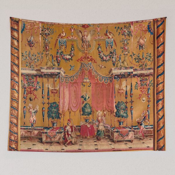 Item preview, MUSICIANS ANTIQUE GROTESQUE FRENCH TAPESTRY WITH BIRDS AND HARPIE designed and sold by BulganLumini.