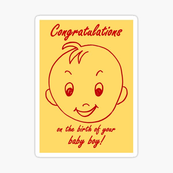 Baby Boy Congratulations Card Sticker