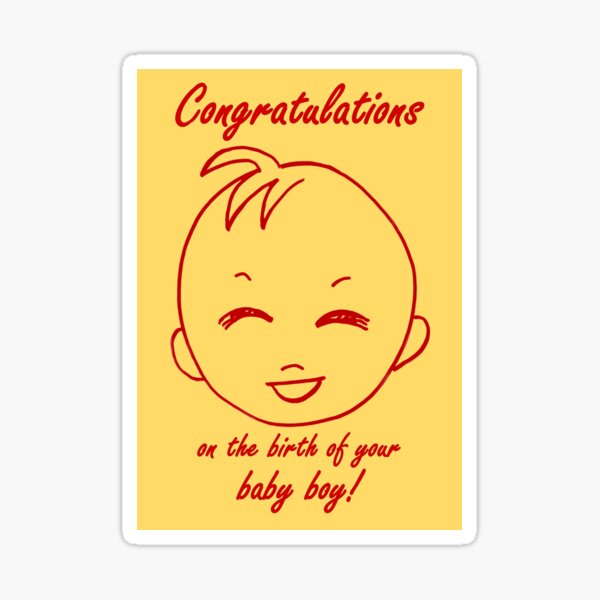 Baby Boy Congratulations Card Sticker