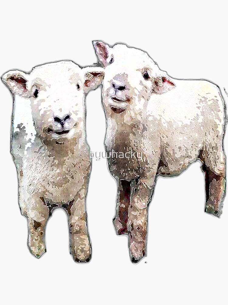 Thumbnail 3 of 3, Sticker, Two Sheep bywhacky designed and sold by bywhacky.