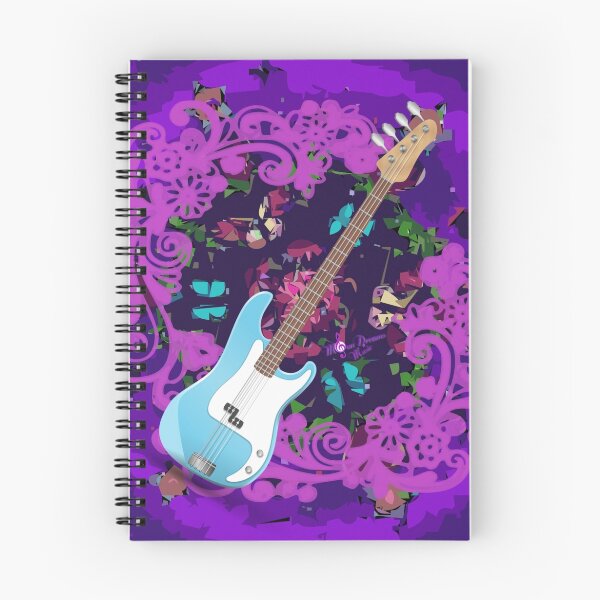 Item preview, Vibrant Purple Abstract Floral Blue Bass Guitar designed and sold by moondreamsmusic.