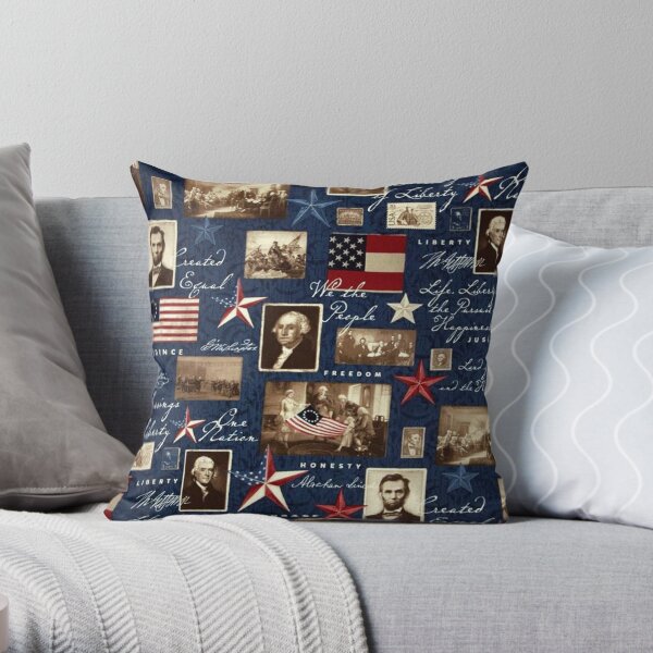 Amérique patriotique symbolique historique collage Coussin