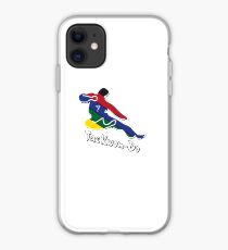Vinilo o funda para iPhone Taekwondo Flying Kicking-man