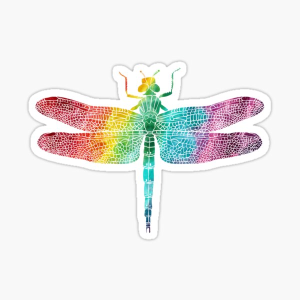 Rainbow Watercolor Dragonfly Sticker