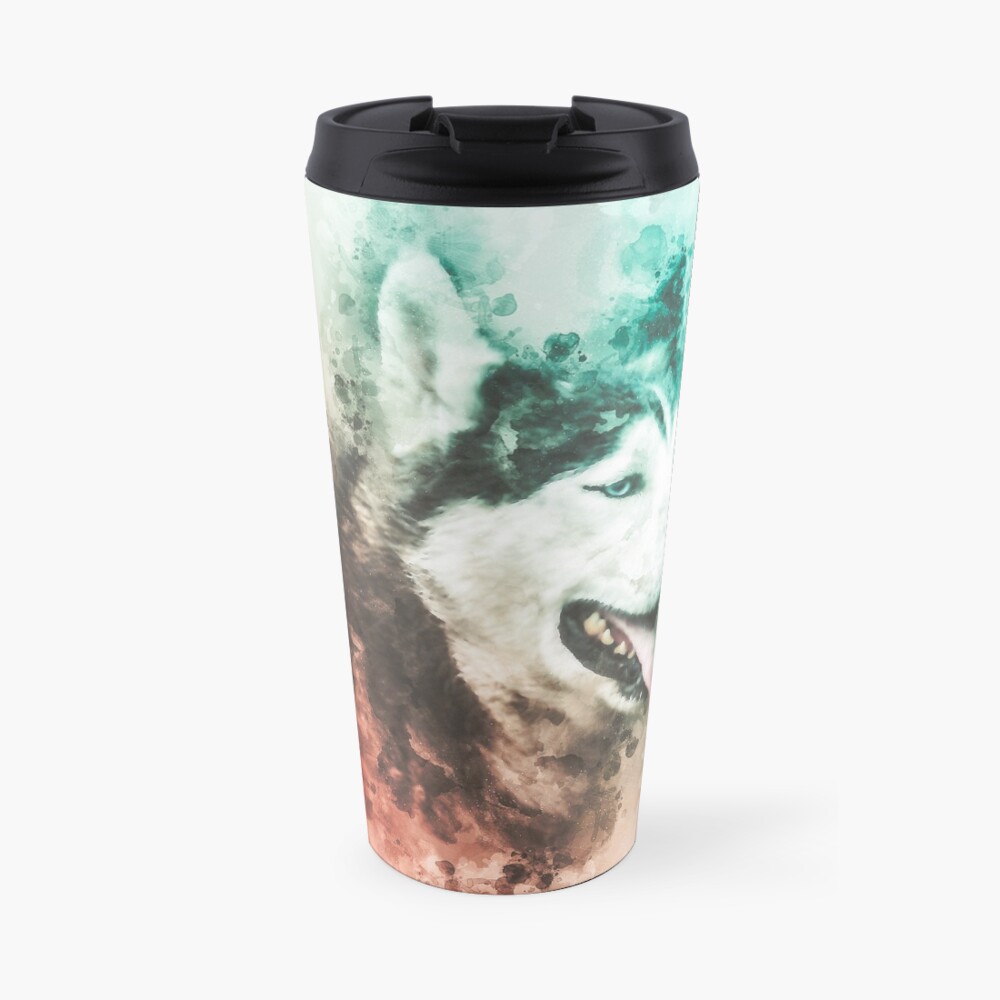 Siberian Husky Painting Travel Coffee Mug