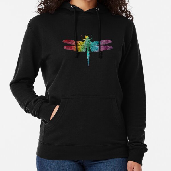 Rainbow Watercolor Dragonfly Lightweight Hoodie