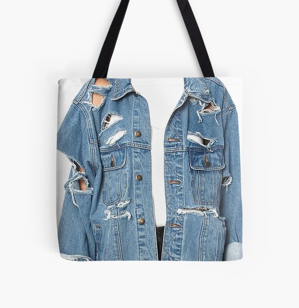 Old Blue Jean Distressed Denim, Western Style All Over Print Tote Bag