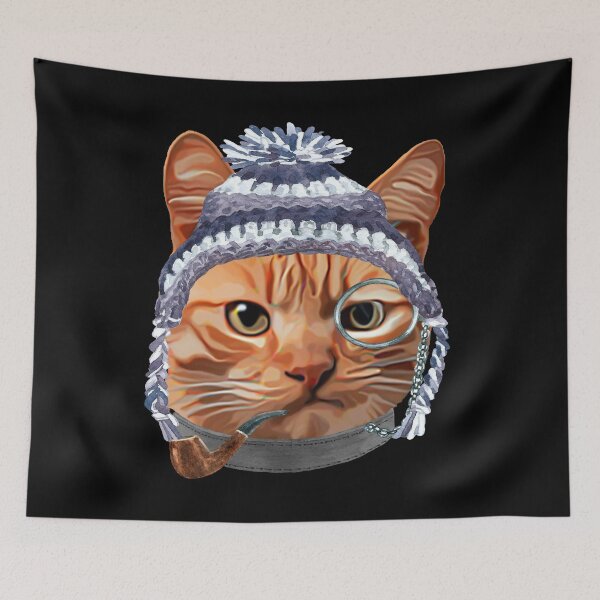 Item preview, Cat Kitty Kitten In Clothes Pipe Monacle Toque Beanie designed and sold by Vroomie.