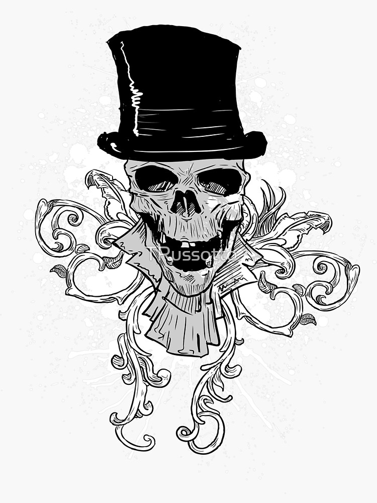"Skull and a Top Hat" Sticker by TRussotto Redbubble