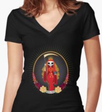 Camiseta entallada de cuello en V Santa Muerte
