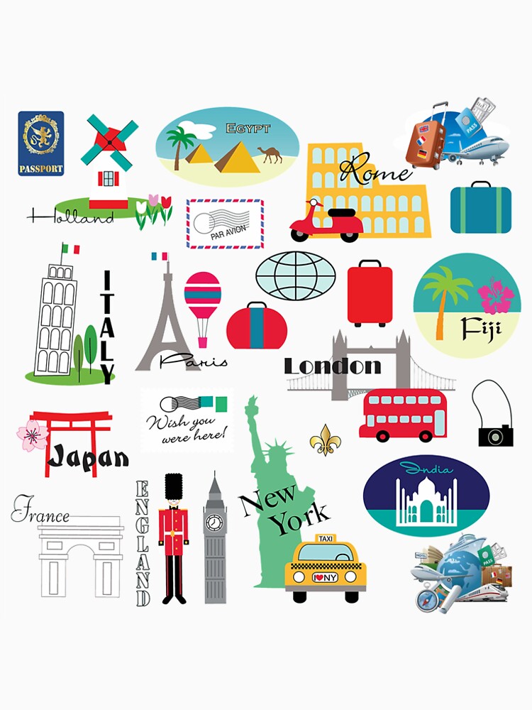 Travel, World, Destinations Collage Print by Yapsalot