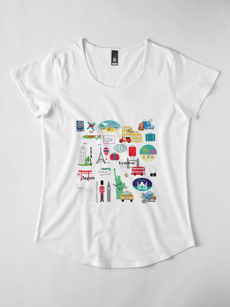 Alternate view of Travel, World, Destinations Collage Print Premium Scoop T-Shirt