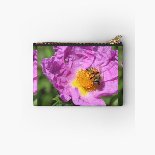 Item preview, Busy bee on a pink wrinkled flower designed and sold by Matat Lipsky.