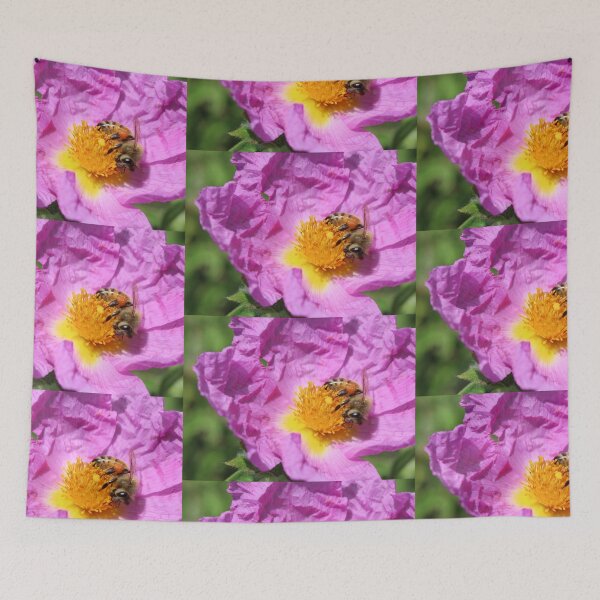 Item preview, Busy bee on a pink wrinkled flower designed and sold by Matat Lipsky.