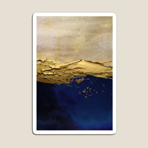 blue abstract scene with gold paint effect. Magnet