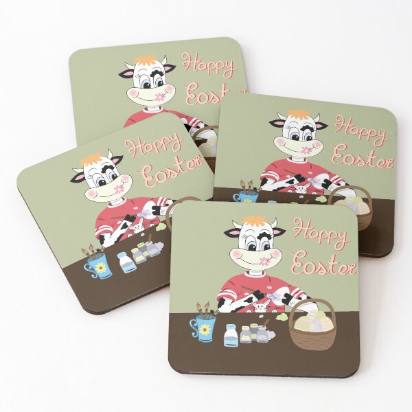 Item preview, Snowbell the cow is painting Easter eggs designed and sold by iCraftCafe.