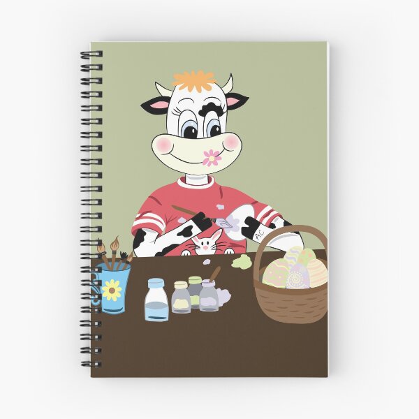 Item preview, Snowbell the cow is painting Easter eggs designed and sold by iCraftCafe.